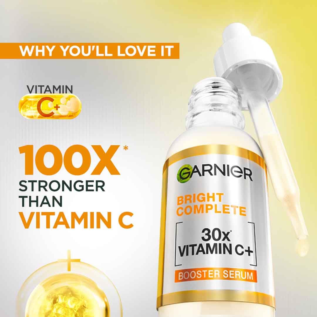 Garnier Bright Complete Vitamin C Serum – 15ml | Instantly Fades Dark Spots & Boosts Visible Glow