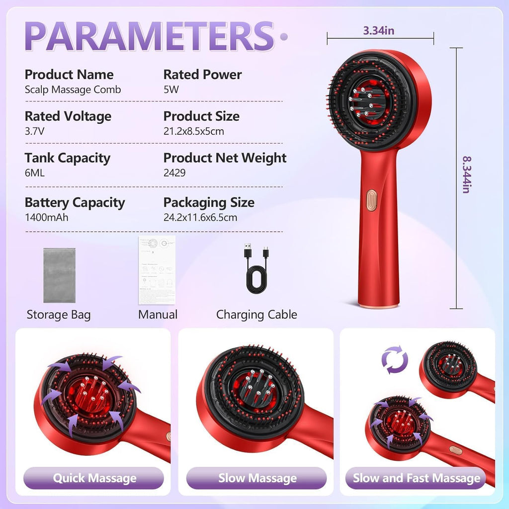 Premium 2-in-1 Electric Scalp Massager Comb | Oil Applicator & Deep Relaxation Tool