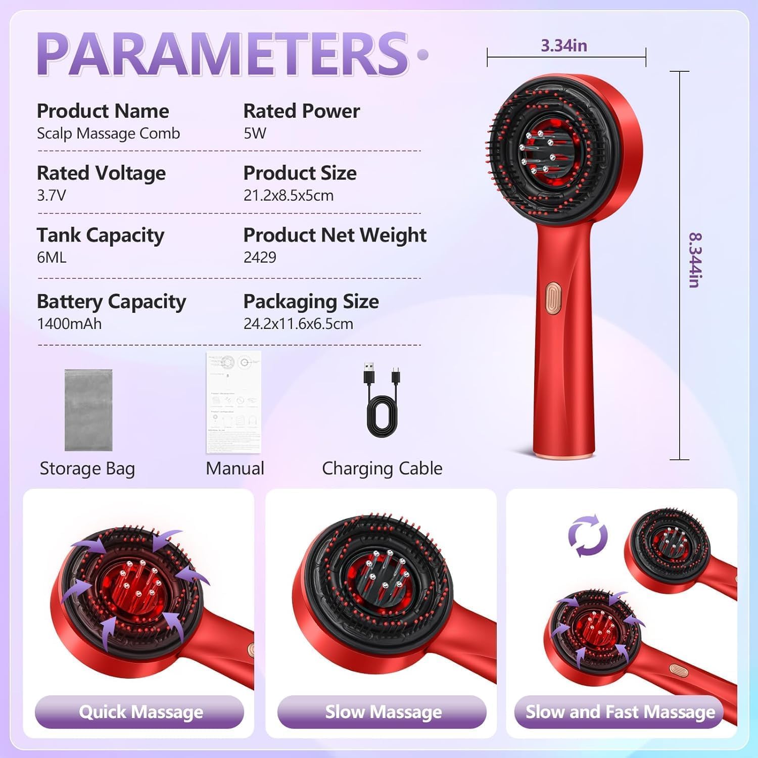 Premium 2-in-1 Electric Scalp Massager Comb | Oil Applicator & Deep Relaxation Tool